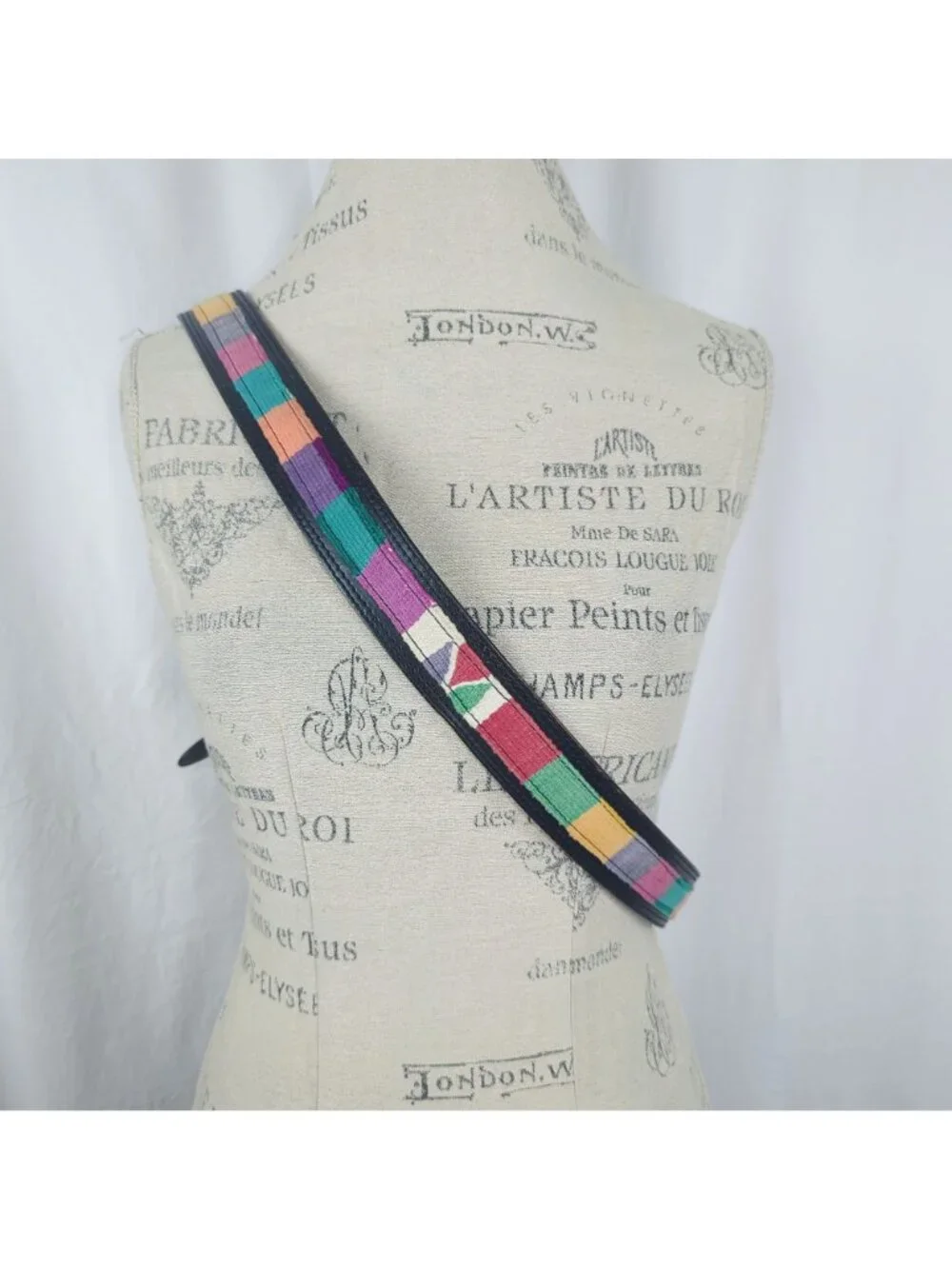 Vintage 80s Textile Western Belt X Large Black Leather